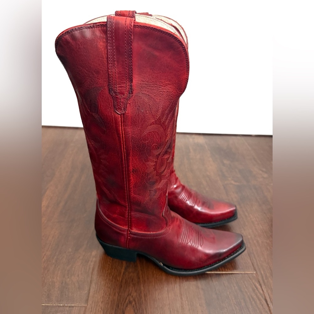NWT Freebird by Steven Woodland Leather Western Cowboy Boots in Crimson Sz 9 - Picture 9 of 16